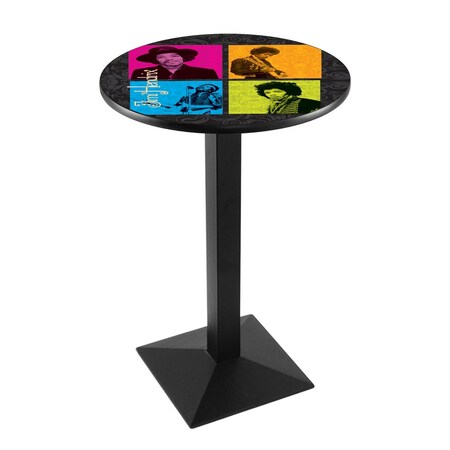 Holland Bar Stool Co 42" Blk Wrinkle Jimi Hendrix (4 Square) Pub Table L217B4236JimiH01